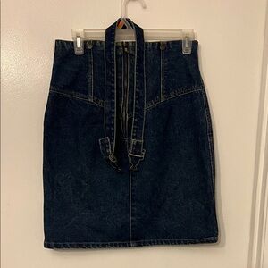 Vintage Dark Denim Skirt with Belt